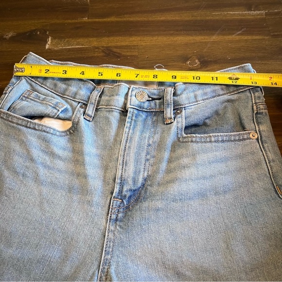 Everlane Straight Leg Jeans Pants Fringe Distr Hem Light Wash 27 High Rise - Picture 9 of 12